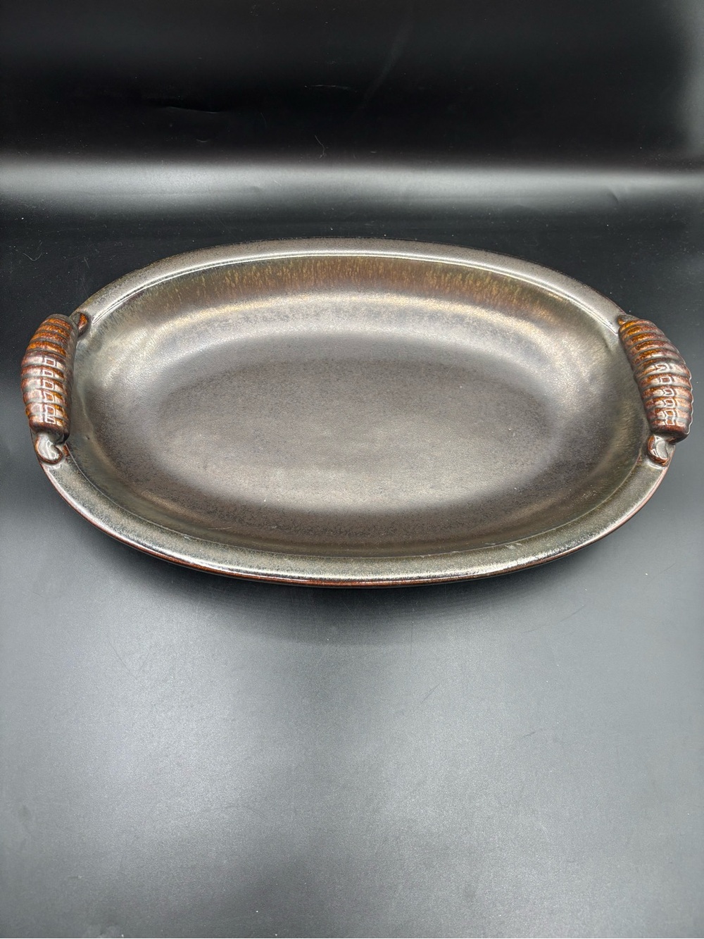 Southern Living at Home Eclipse Serving Platter Tray Metallic Look Glaze 16”x10”